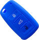 Silicone Car Key Cover Case with 3 Buttons for Seat / Skoda / VW Blue