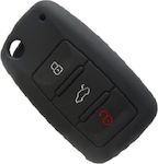 Silicone Car Key Cover Case with 3 Buttons for Seat / Skoda / VW Black