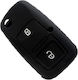 Silicone Car Key Cover Case with 2 Buttons for Seat / Skoda / VW Black