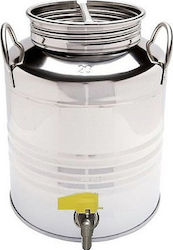 Aggraffati Stainless Steel Container Δοχείο Λαδιού Κρασιού Inox Superfustinox Milano with Screw Lid 15lt