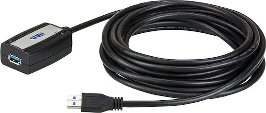 Aten USB 3.0 Кабел USB-A мъжки - USB-A женски Черен 5м UE350A