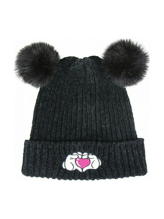 Disney Minnie Heart Căciulă Copil Tricotat Negru