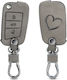 Leatherette Car Key Cover Case with 3 Buttons for VW Gray