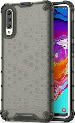 Hurtel Honeycomb Plastic Back Cover Durable Black (Galaxy A70)