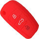 Silicone Car Key Cover Case with 3 Buttons for Audi Red