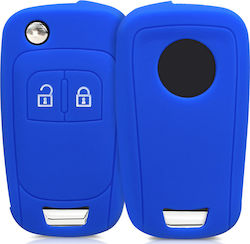 Silicone Car Key Cover Case with 2 Buttons for Opel Blue