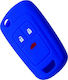 Silicone Car Key Cover Case with 3 Buttons for Chevrolet Blue