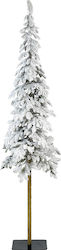 Snowy Tree Alpine Slim 210cm With Wooden Trunk