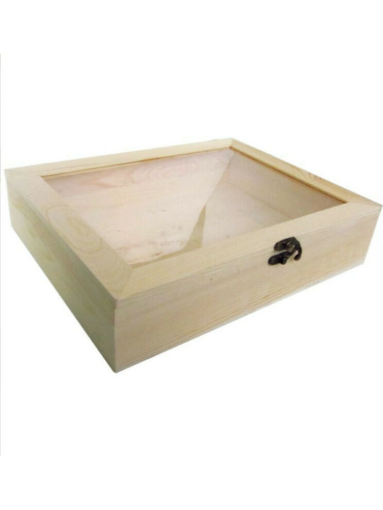 Wooden box with transparent lid 320x260x75mm