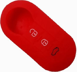 Silicone Car Key Cover Case with 3 Buttons for Fiat / Lancia Red