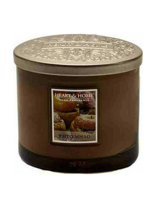 Heart & Home Scented Soy Candle Διπλό Φυτίλι Jar with Scent Baked Apple Brown 230gr 1pcs