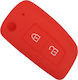 Silicone Car Key Cover Case with 2 Buttons for Nissan Red