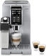 De'Longhi Dinamica Plus Automatische Espressomaschine 1450W Druck 19bar für Cappuccino mit Mahlwerk Silber