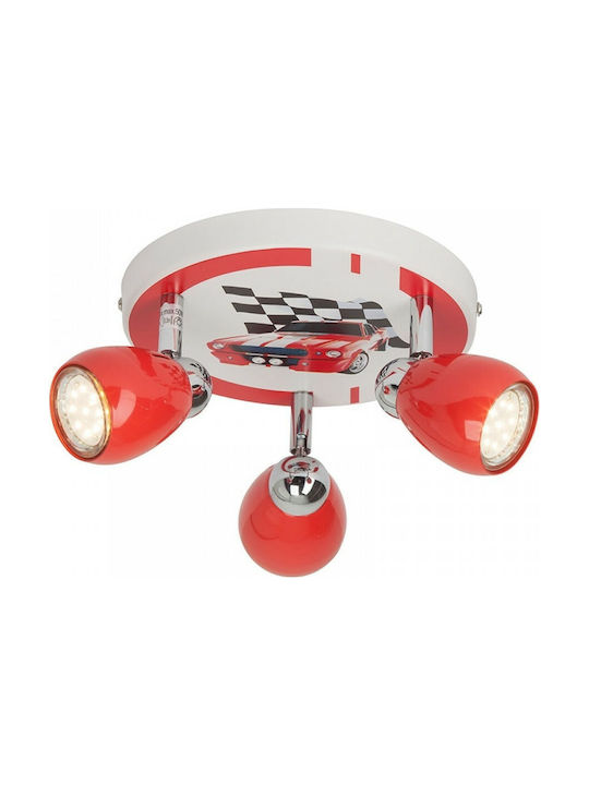 Brilliant Racing Multi Bulbs Kids Lighting Ceiling Light Metallic 3W with Drive Size GU10 In Red Colour 31x11cm