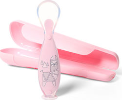 Babyono Baby Spoon made of Silicone in Case Pink