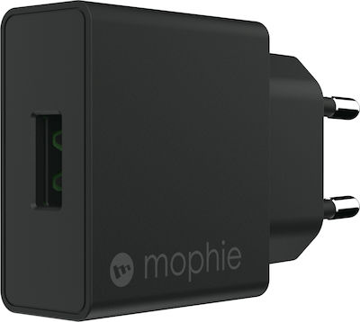 Mophie Φορτιστής Χωρίς Καλώδιο με Θύρα USB-A 18W Quick Charge 2.0 Μαύρος (409903239)
