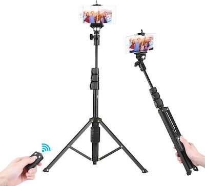 Andowl Selfie Stick Cell Phone Tripod with Bluetooth Black