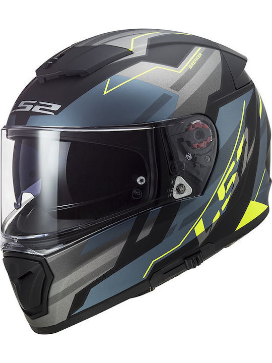 LS2 Breaker FF390 Beta Full Face Helmet with Pinlock and Sun Visor ECE 22.05 1400gr Matt Cobalt/H-V Yellow KR5026