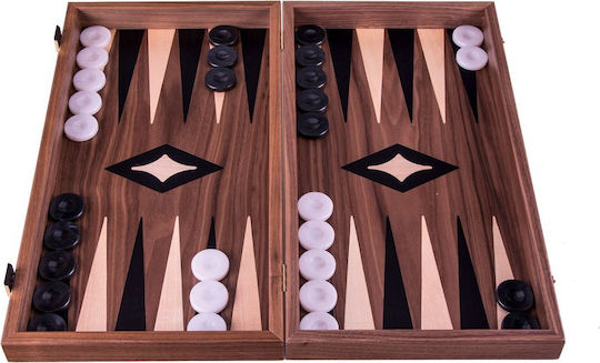 Manopoulos American Walnut Χειροποίητο Τάβλι Ξύλινο με Πούλια 38x38cm