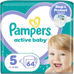 Pampers Πάνες με Αυτοκόλλητο Active Baby No. 5 ...
