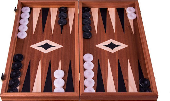 Manopoulos Mahogany Handmade Backgammon Wooden with Checkers 38x38cm