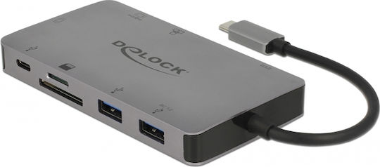 DeLock USB-C Docking Station με HDMI 4K PD Ethernet Γκρι (87735)