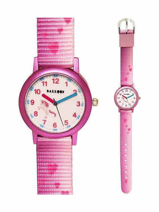 Balloon Παιδικό Αναλογικό Ρολόι Girls Pink Fabric Strap Ροζ