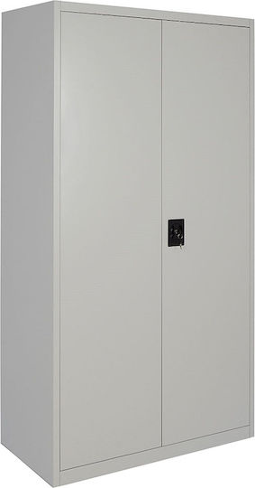 Zweiflügeliger Schrank Metallisch Verzinkt mit Trennwand & 3 Regale 90x54x181cm