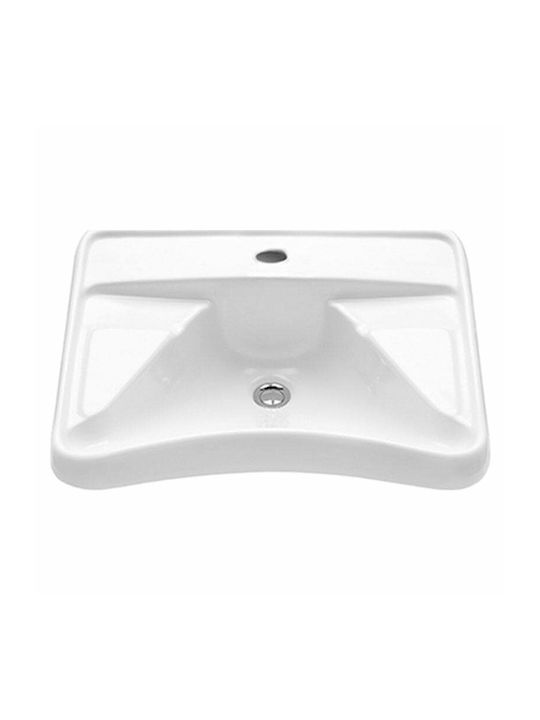 Karag Ribbon Wall Mounted Wall-mounted Sink Porcelain 57x35x22cm White