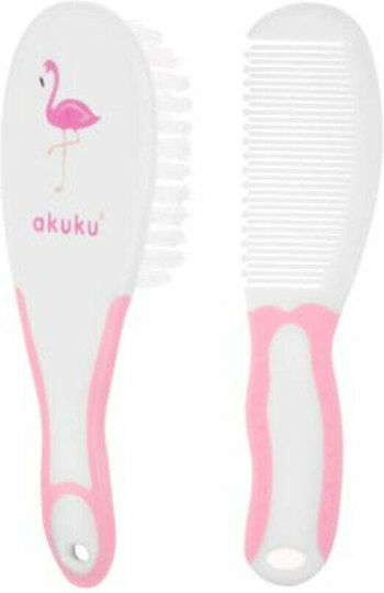 Akuku Baby Badezubehör Flamingo Bürste & Kamm Rosa 2 Stück