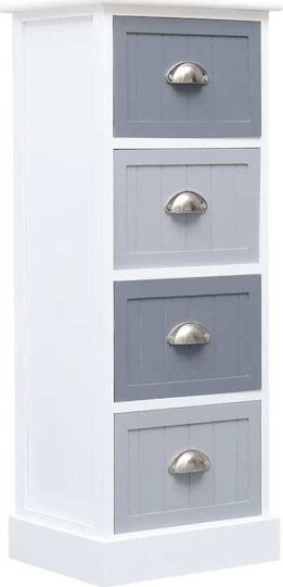 Drawers Storage Made of Wood with 4 Drawers Grey / White L35xW30xH90cm