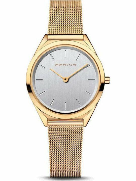 Bering Time Ultra Slim Women's Watch with Gold Metal Bracelet