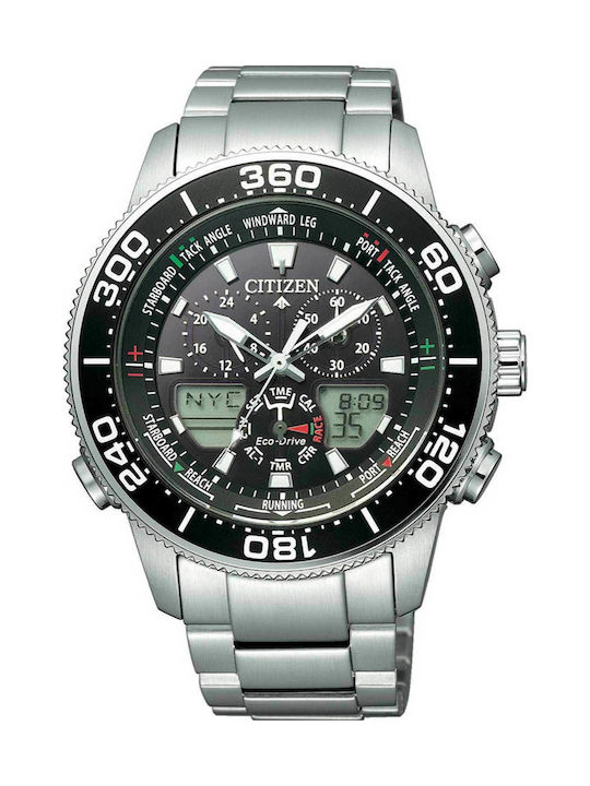 Citizen Promaster Marine Часовник Хронограф Eco - Drive с сребърен Метална верижка