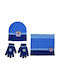 Stamion Kinder Mütze Set mit Schal & Handschuhe Gestrickt Blau