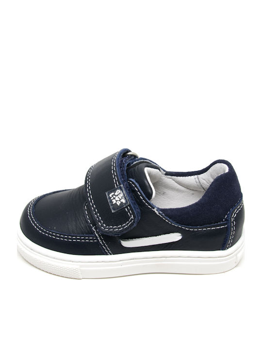 Pantofi copii din piele cu velcro Albastru marin