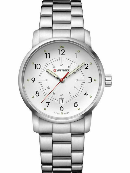 Wenger Avenue Ανδρικό Ρολόι 42mm Μπαταρίας με Ασημί Μεταλλικό Μπρασελέ