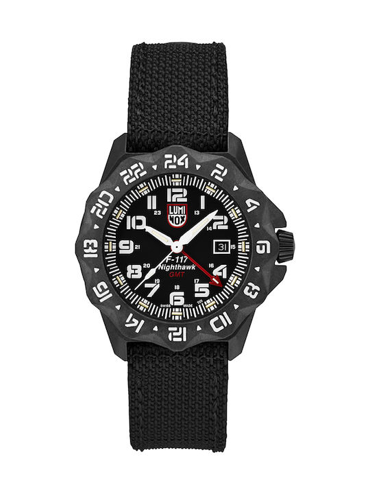 Luminox Nighthawk GMT Watch Battery with Black Rubber Strap