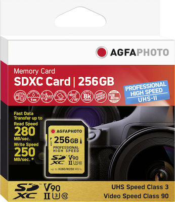 AgfaPhoto Professional SDXC 256GB Clasa 10 U3 V90 UHS-II