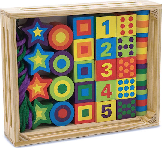 Melissa & Doug Educational Building Blocks Toy with Laces Wooden for 3+ Years 29 Pieces