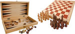 Legler Backgammon / Draughts Wooden with Checkers & Pawns 29x29cm 3453