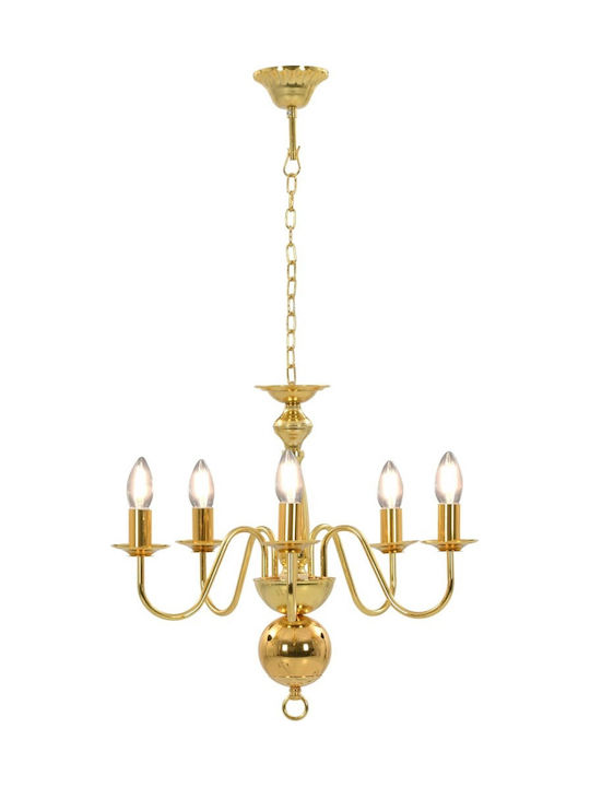 vidaXL Chandelier Candlestick 5xE14 Gold 281617