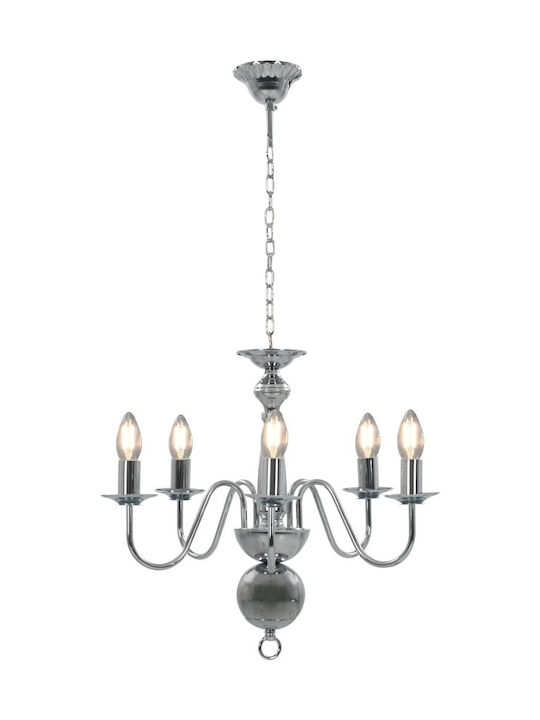 vidaXL Candelabru 5xE14 cu lumânări Argint 281616