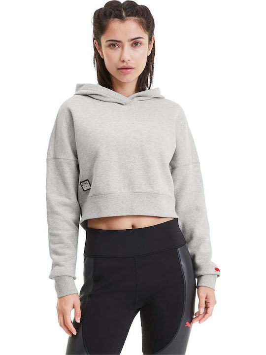 Puma x Adriana Lima Women's Cropped Hooded Sweatshirt Gray
