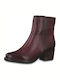 Jana Leather Women's Ankle Boots Burgundy