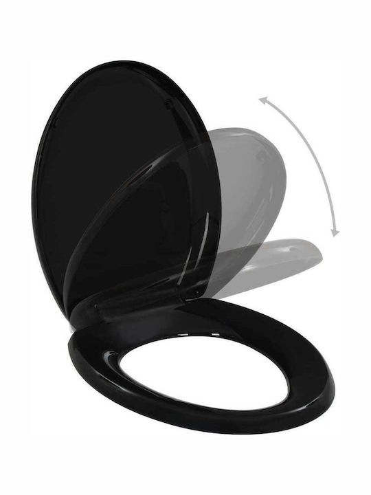 vidaXL Plastic Soft Close Toilet Seat Black 45.5cm