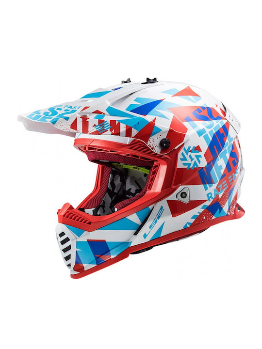 LS2 Fast Evo MX437 Funky Red/White Κράνος Μηχανής Motocross 1150gr
