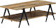 Rectangular Solid Wood Coffee Table Natural L115xW60xH40cm