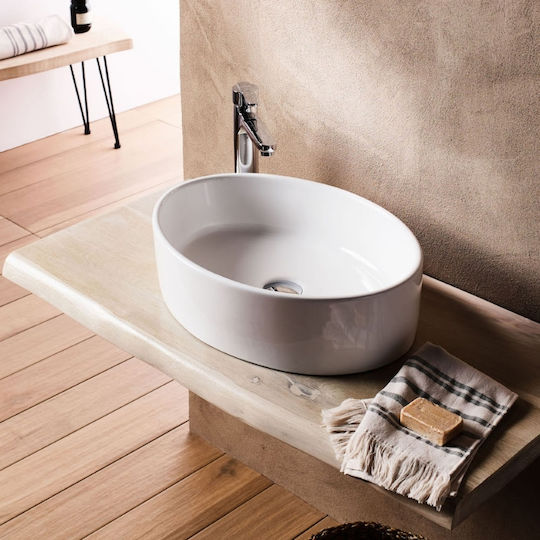 Tema Επικαθήμενος Νιπτήρας Πορσελάνης 51x36.5x14.5cm Λευκός Tema Επικαθήμενος Νιπτήρας Πορσελάνης 51x36.5x14.5cm Λευκός