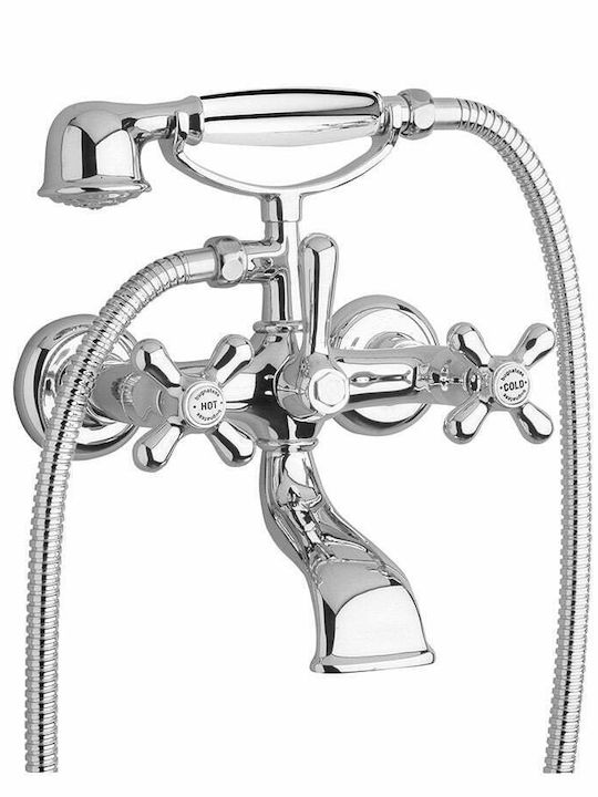 Bugnatese 076162 Retro Bathtub Shower Faucet Complete Set Silver