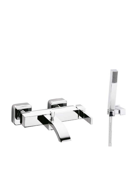 Bugnatese 083702 Mixing Bathtub Shower Faucet Complete Set Silver